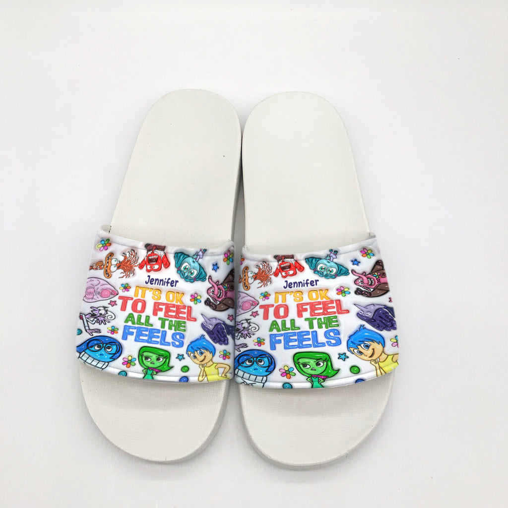 It's Ok To Feel All The Feels - Personalized Slide Sandals