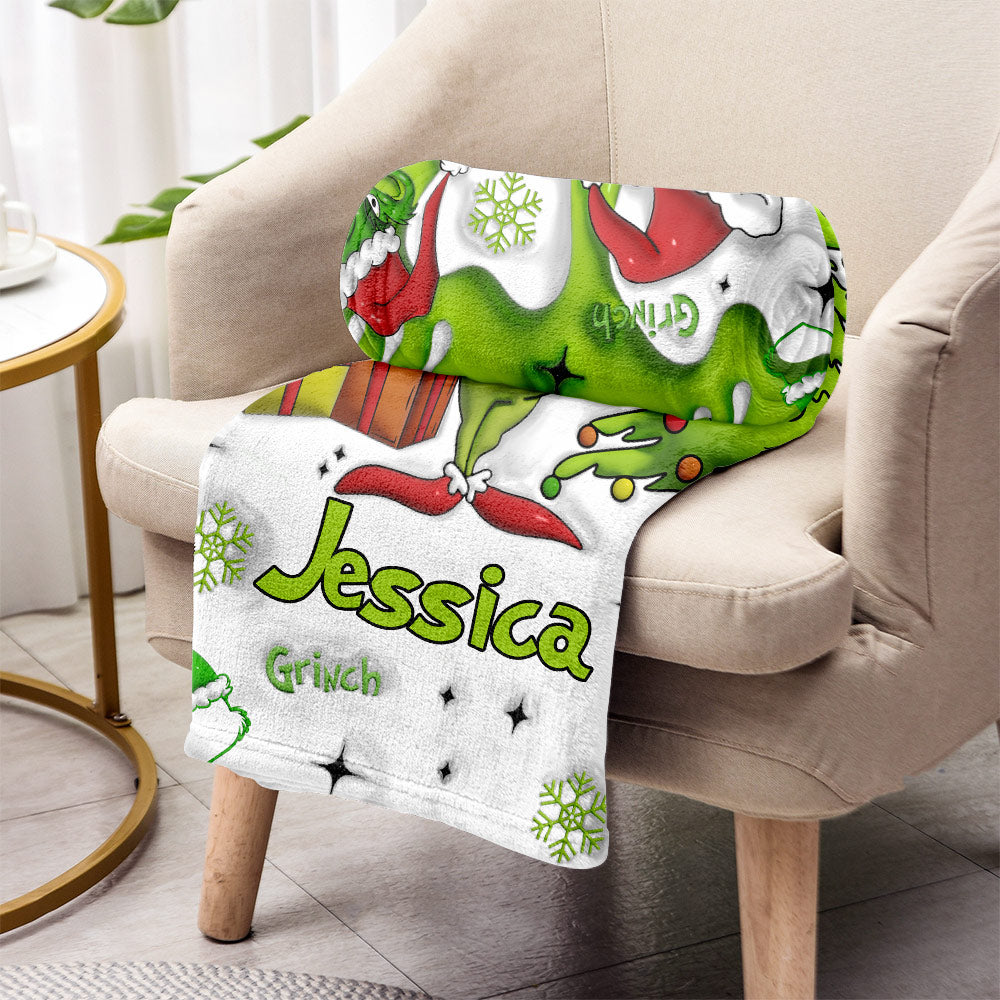 Merry Grinchmas - Personalized Stole Christmas Blanket