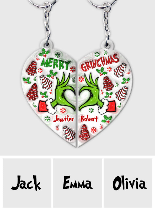 Merry Christmas - Personalized Couple Matching Keychain
