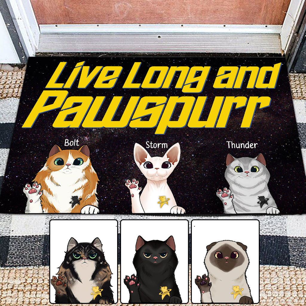 Live Long and Pawspurr - Personalized Star Fleet Doormat