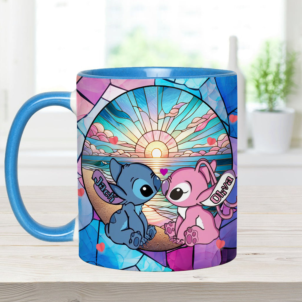 Sunrise On The Beach Build The Life We Love - Personalized Ohana Accent Mug