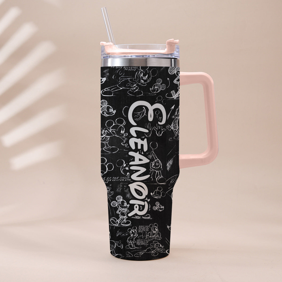 Black And White Mouse - Personalized Mouse Tumbler With Handle