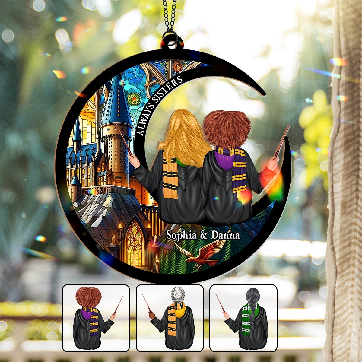 Always Sisters - Personalized Bestie Window Hanging Suncatcher Ornament