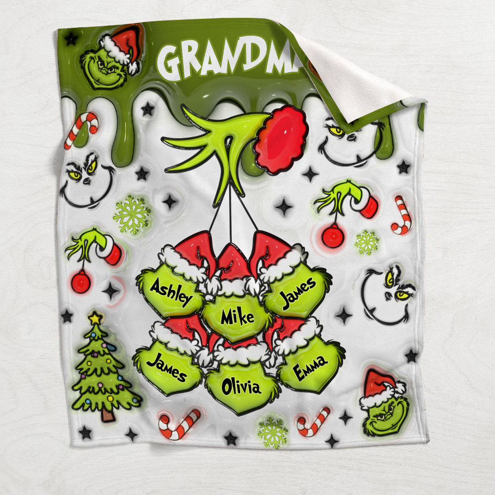 Any Title Green Snowflakes - Personalized Stole Christmas Blanket
