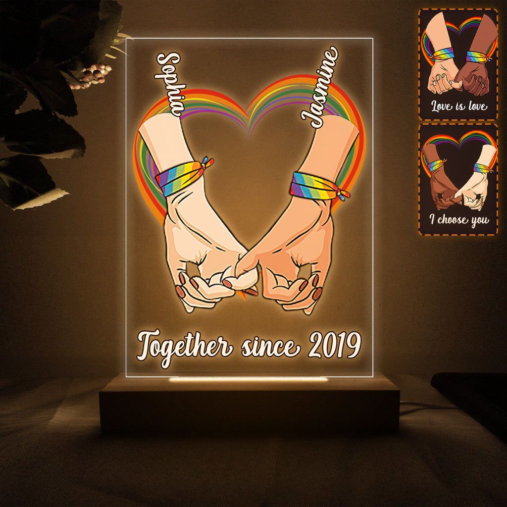 Love Is Love - Personalized LGBT Support Shaped Plaque Light Base