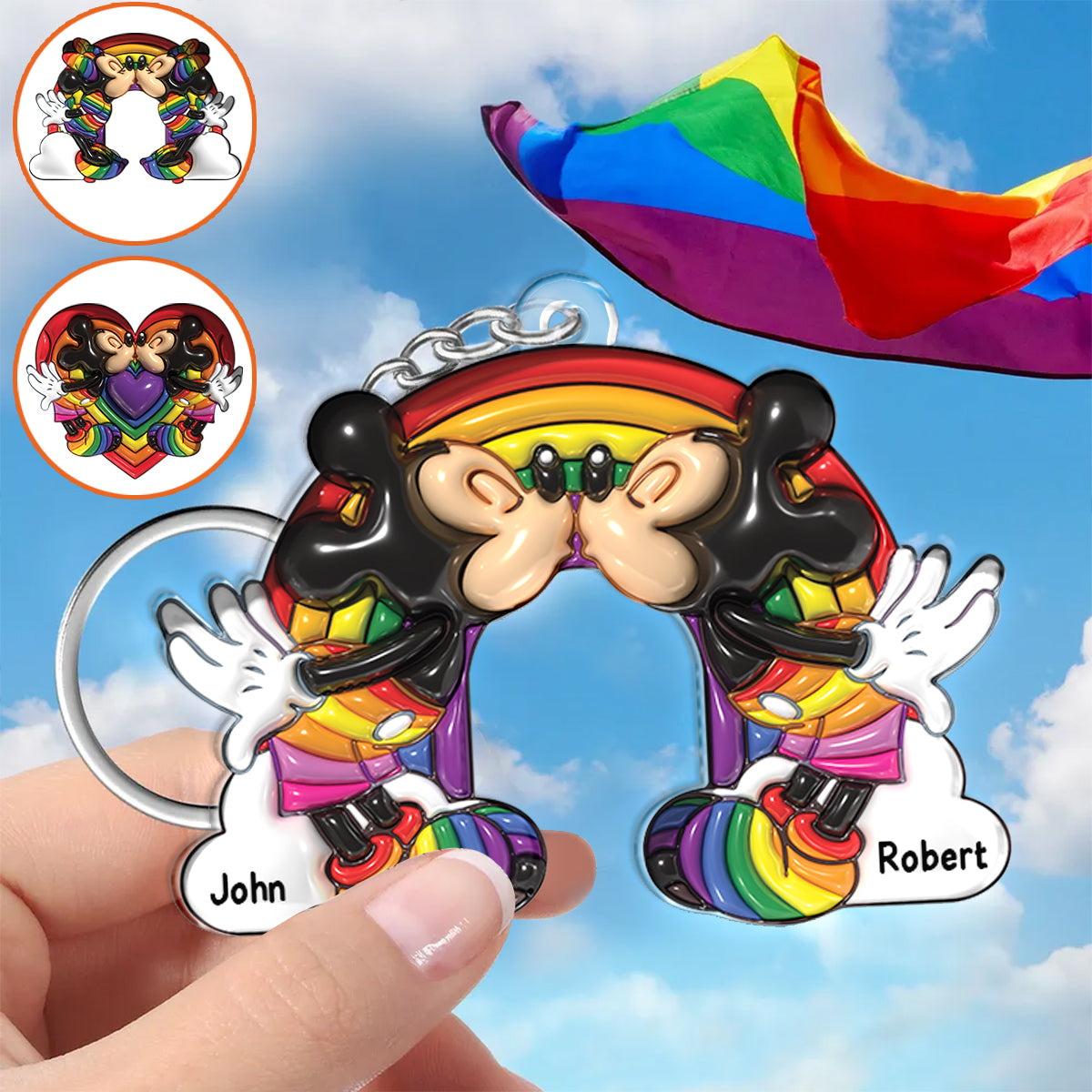Love Is Love Mouse Couple - Personalized LGBT Support Keychain