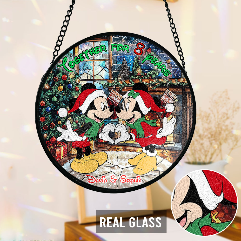 Together For Years - Personalized Couple Stained Glass Suncatcher