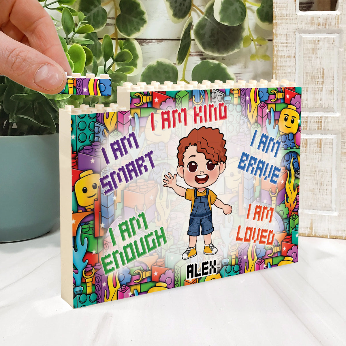 I Am Kind, I Am Brave - Personalized Kid One-sided Horizontal Rectangle Building Brick Blocks