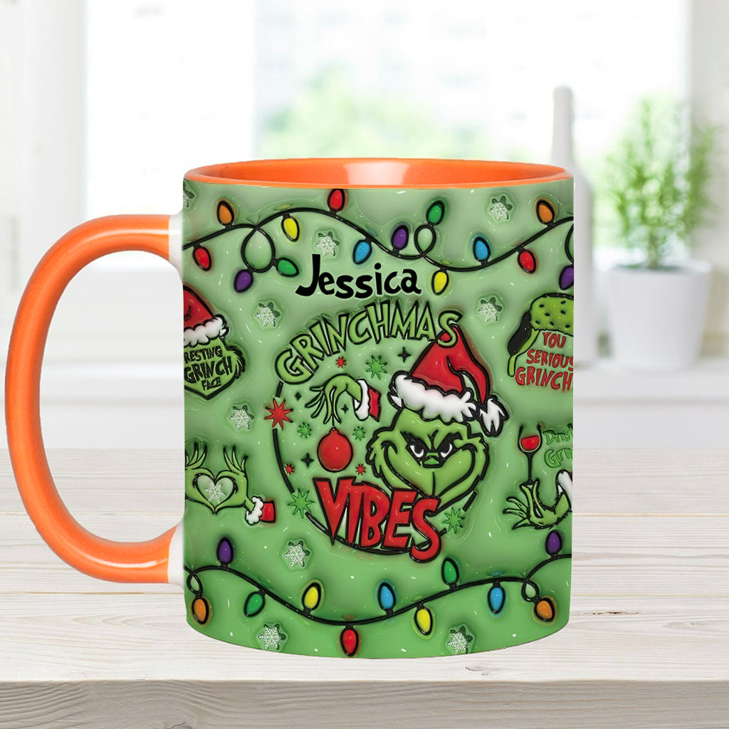 Grinchmas Vibes - Personalized Stole Christmas Accent Mug