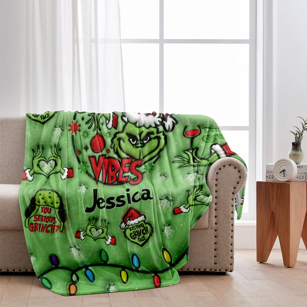 Merry Grinchmas - Personalized Stole Christmas Blanket