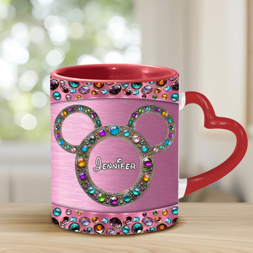 Magic Pink - Personalized Mouse Heart Handle Mug