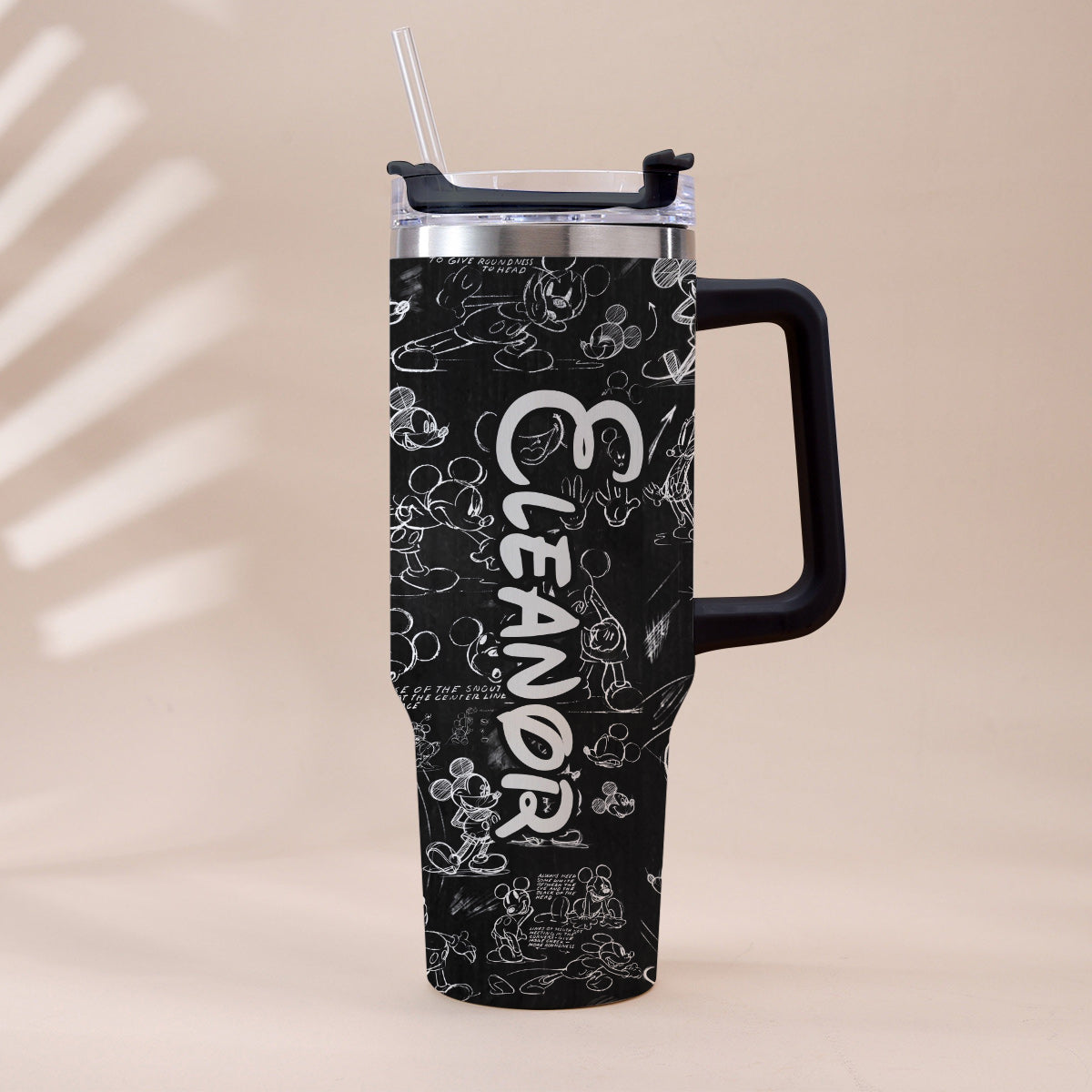 Black And White Mouse - Personalized Mouse Tumbler With Handle