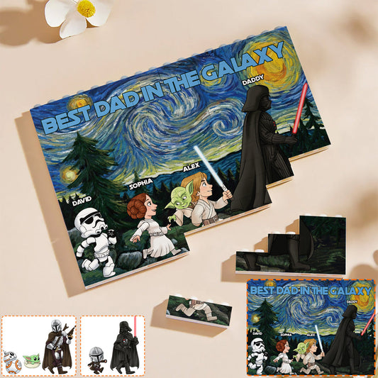 Best Dad In The Galaxy - Personalized The Force One-sided Horizontal Rectangle Building Brick Blocks
