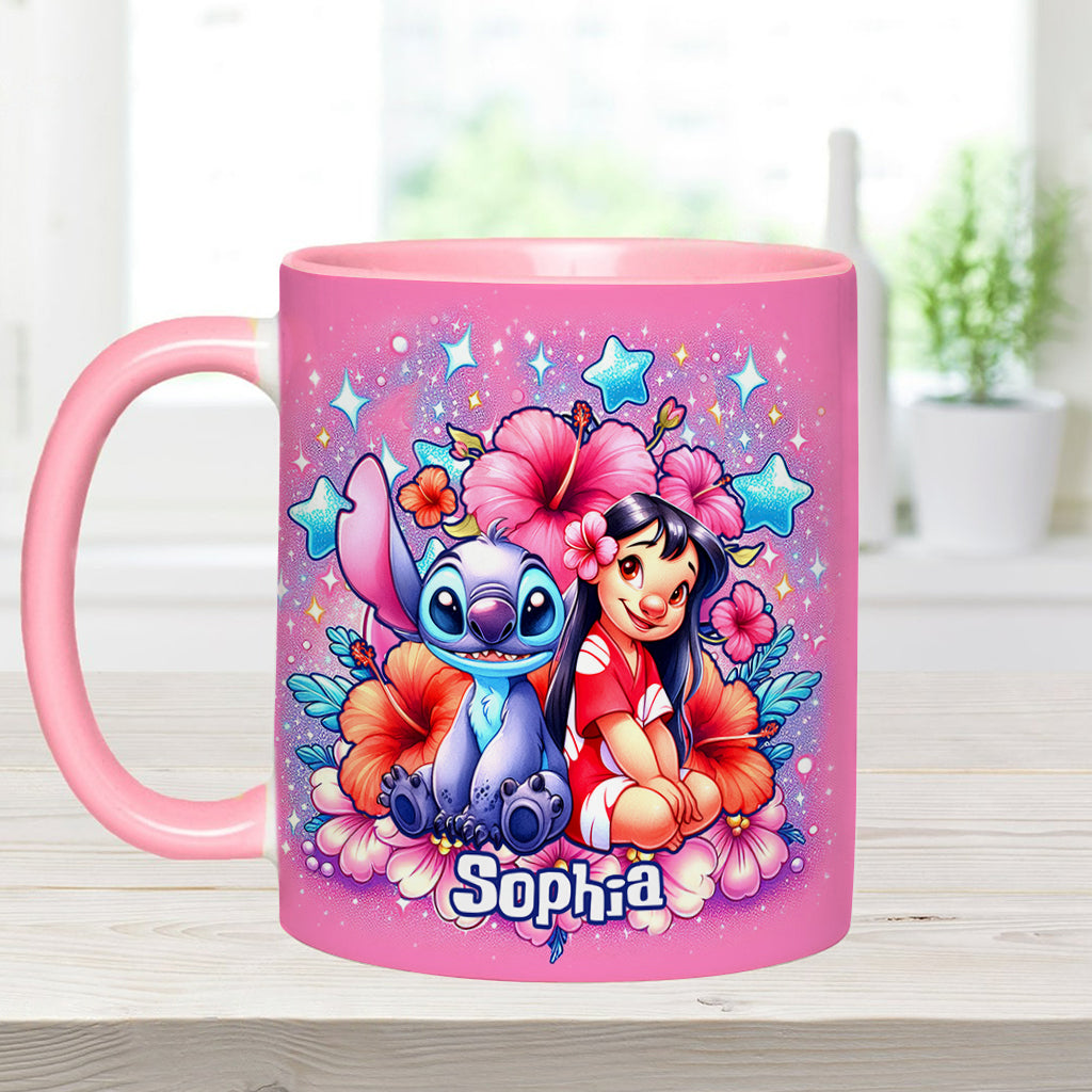 Ohana Cute Bubble Flowers - Personalized Ohana Accent Mug