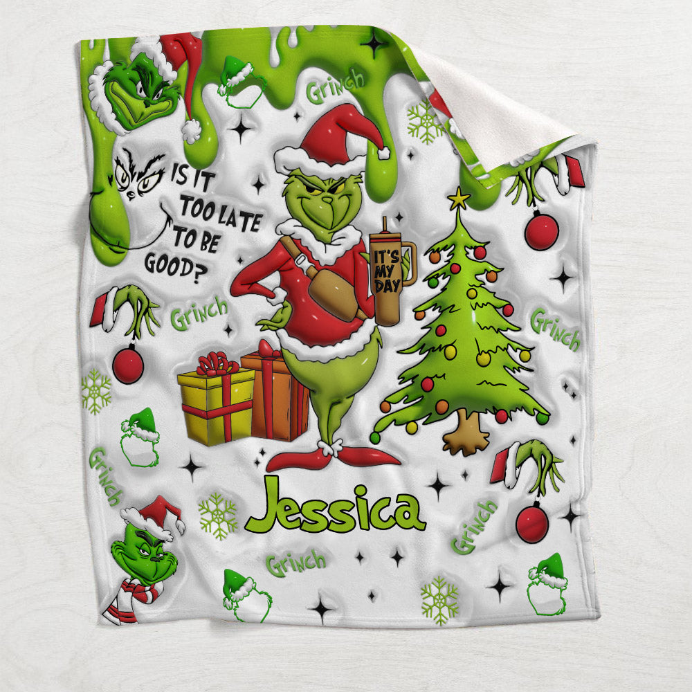 Merry Grinchmas - Personalized Stole Christmas Blanket