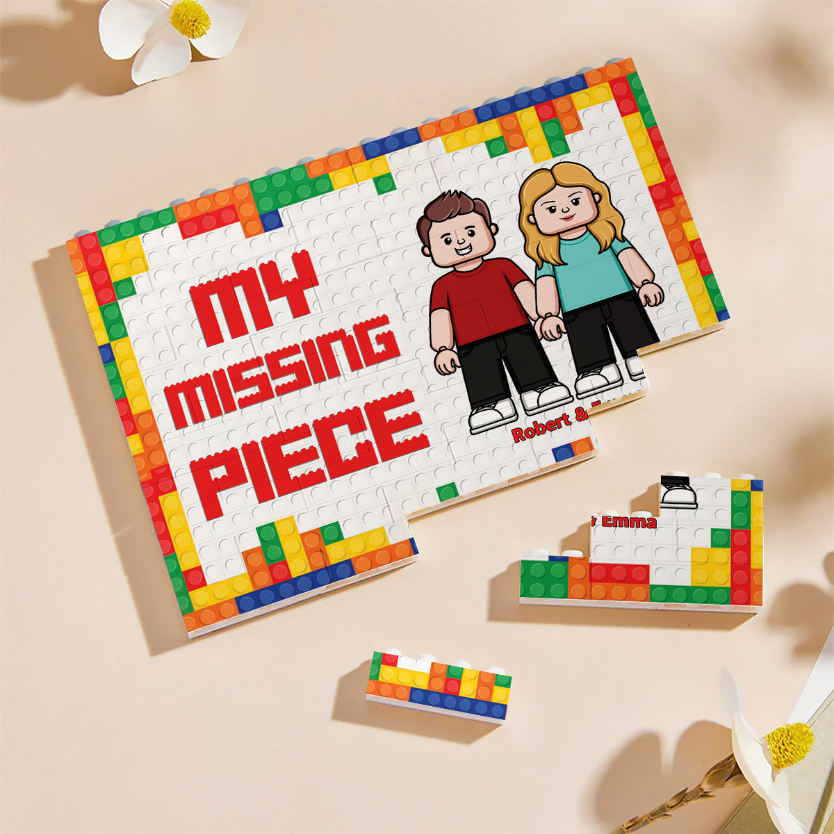 You Are My Missing Piece - Personalized Couple One-sided Horizontal Rectangle Building Brick Blocks