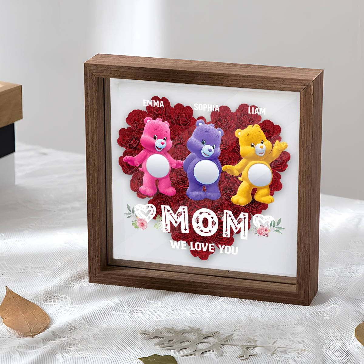 Mom We Love You - Personalized Mother Flower Shadow Box