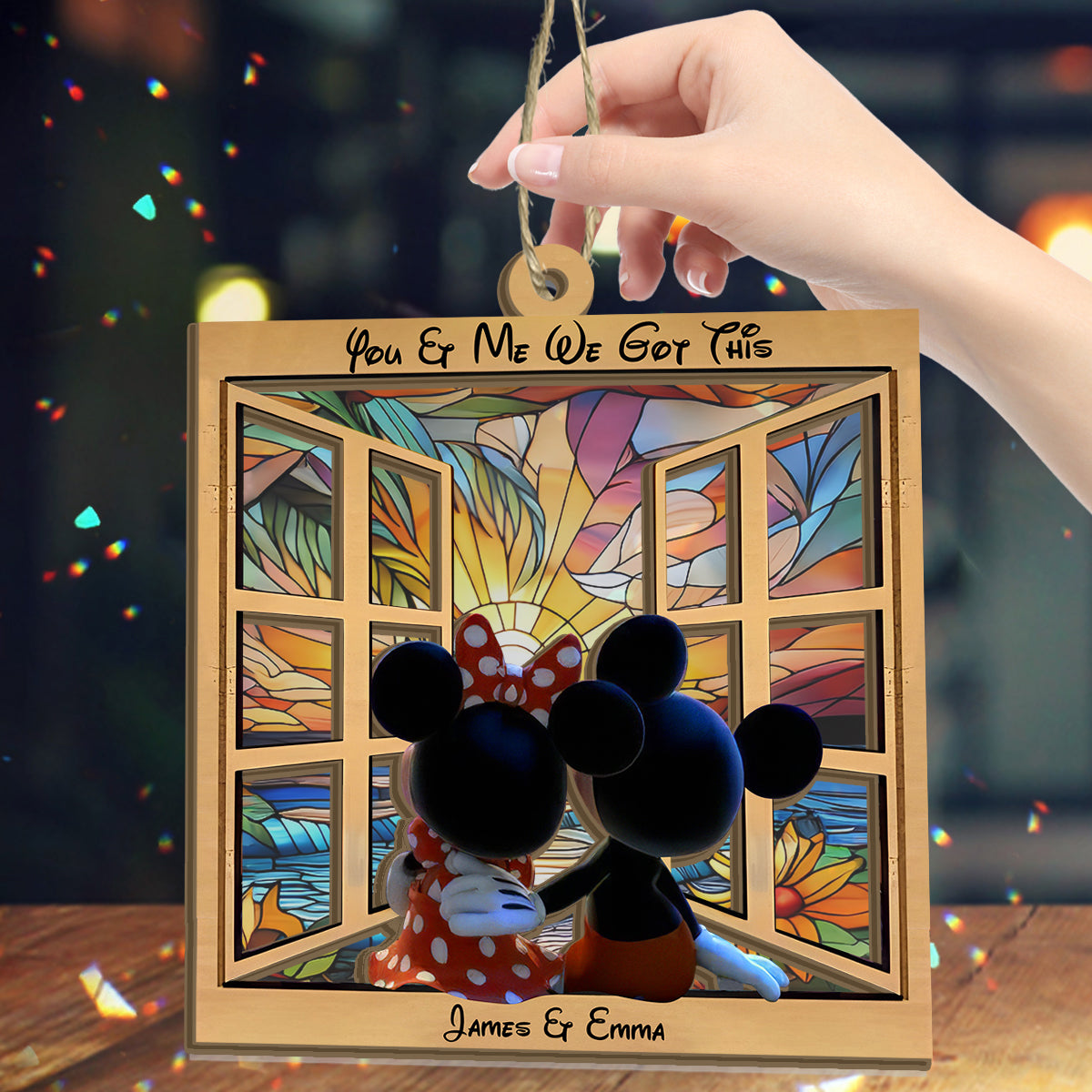 You & Me We Got This - Personalized Mouse 2 Layered Window Hanging Suncatcher