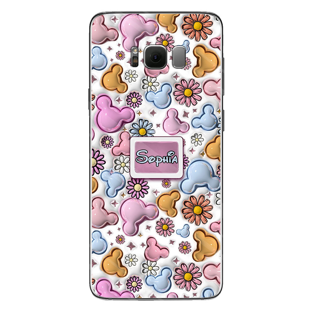 Cute Mouse Ears Floral Style - Personalized Mouse Clear Phone Case