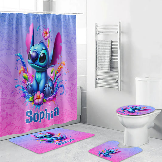 Blue Ohana - Personalized Ohana Bathroom Curtain & Mats Set