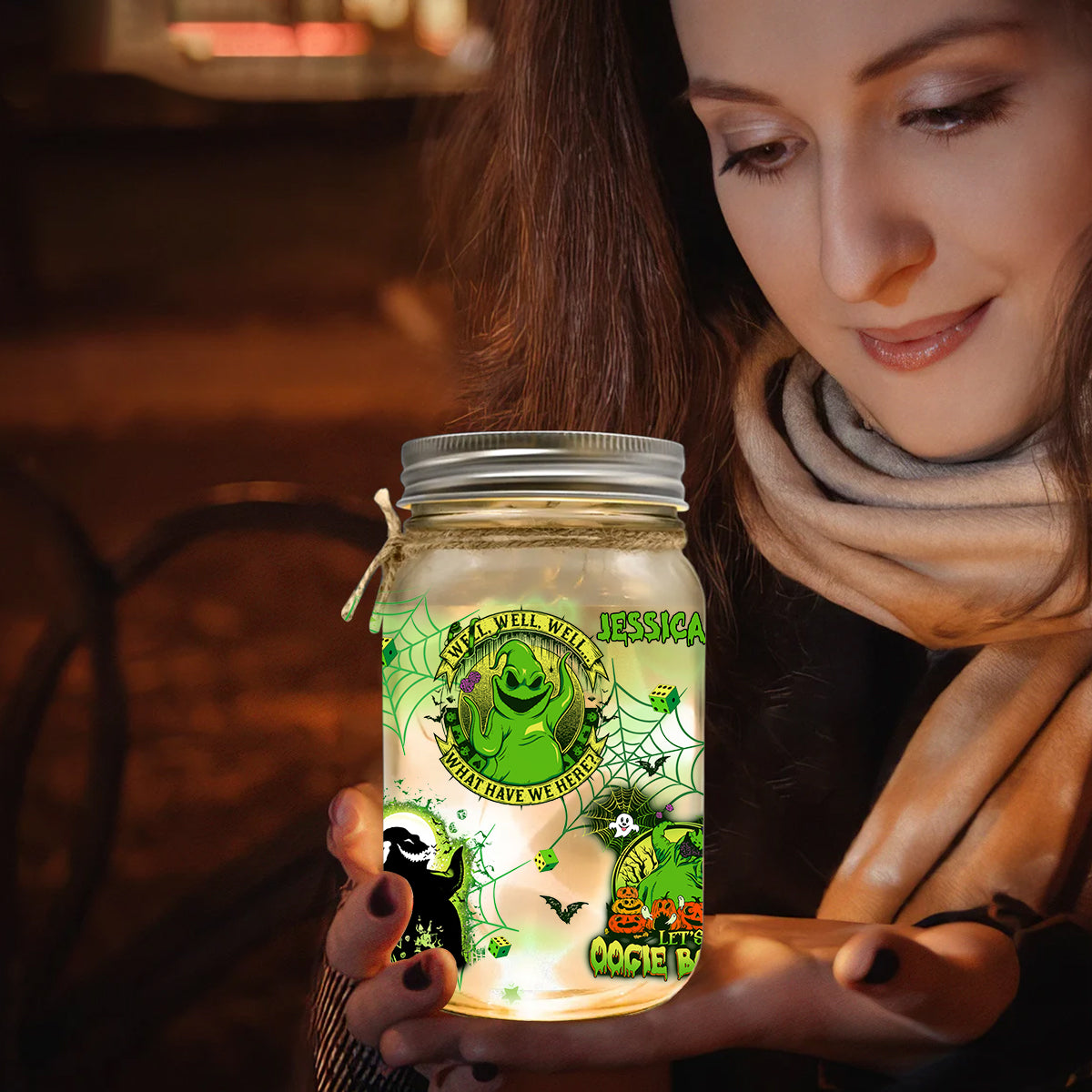 Trick Or Treat Light Oogie Boogie Bash - Personalized Mouse Mason Jar Light