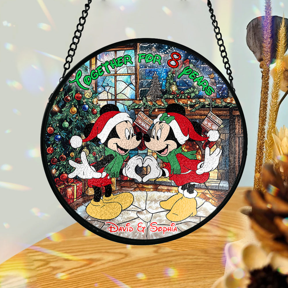 Together For Years - Personalized Couple Stained Glass Suncatcher