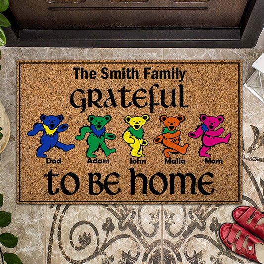 Grateful To Be Home - Personalized Family Doormat