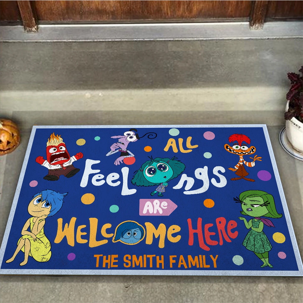 All Feelings Are Welcome Here - Personalized Doormat