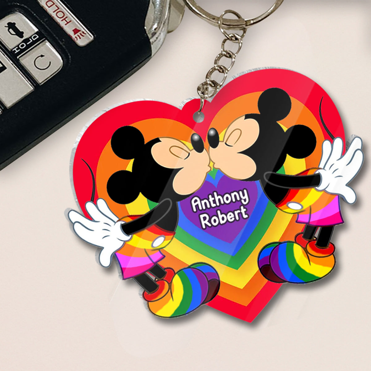 Love Is Love Mouse Couple - Personalized LGBT Support Transparent Keychain