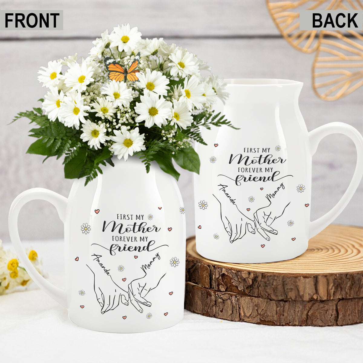 First My Mother Forever My Friend - Personalized Mother Ceramic Flower Vase