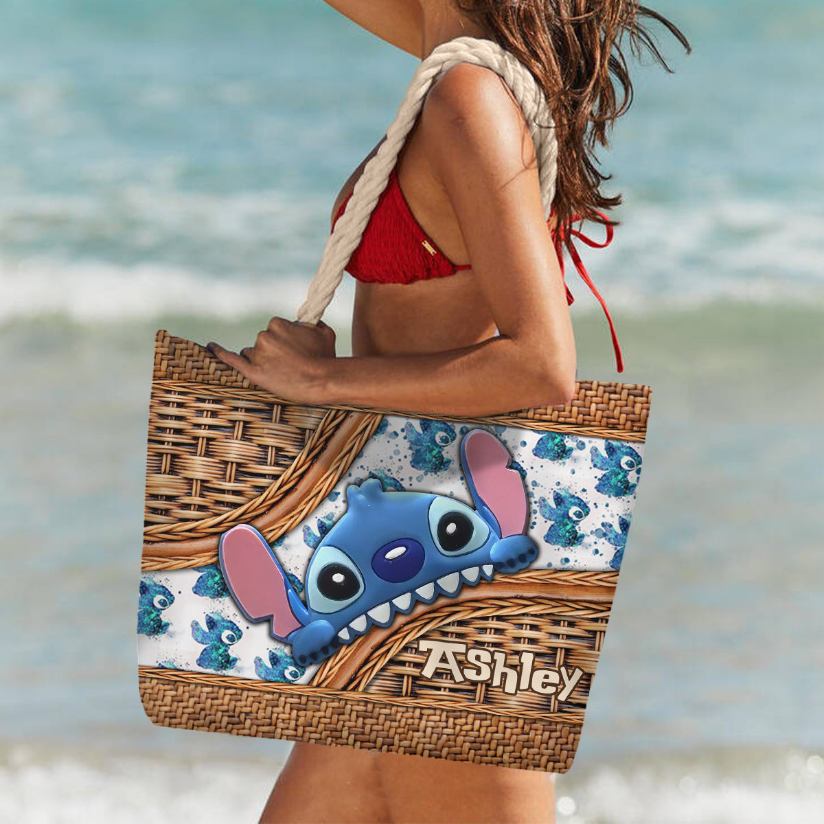 Cute Stitch - Personalized Ohana Beach Bag