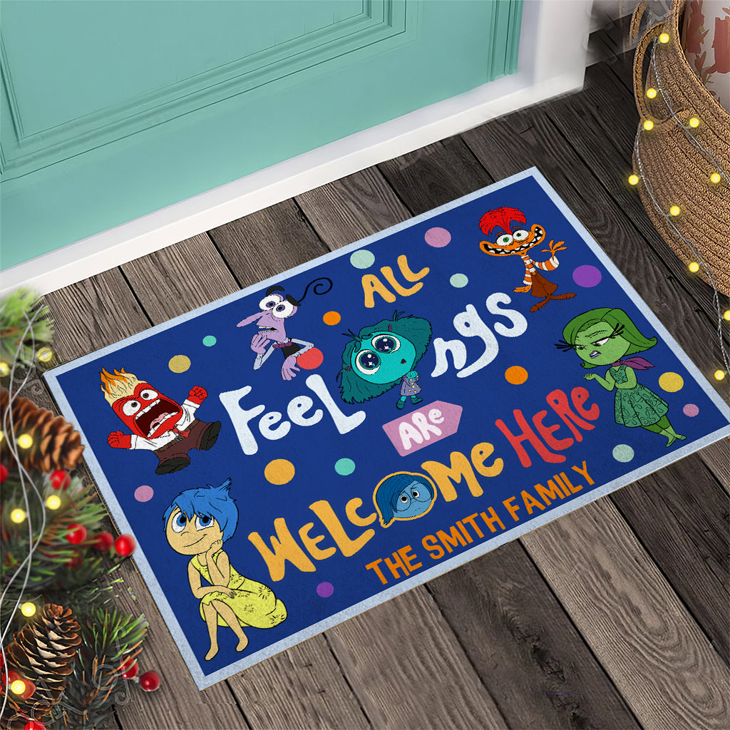 All Feelings Are Welcome Here - Personalized Doormat