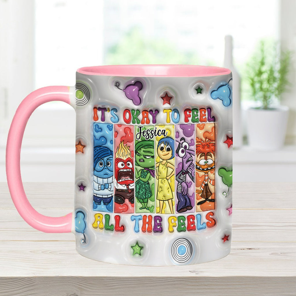 It's Okay To Feel All The Feels - Personalized Accent Mug