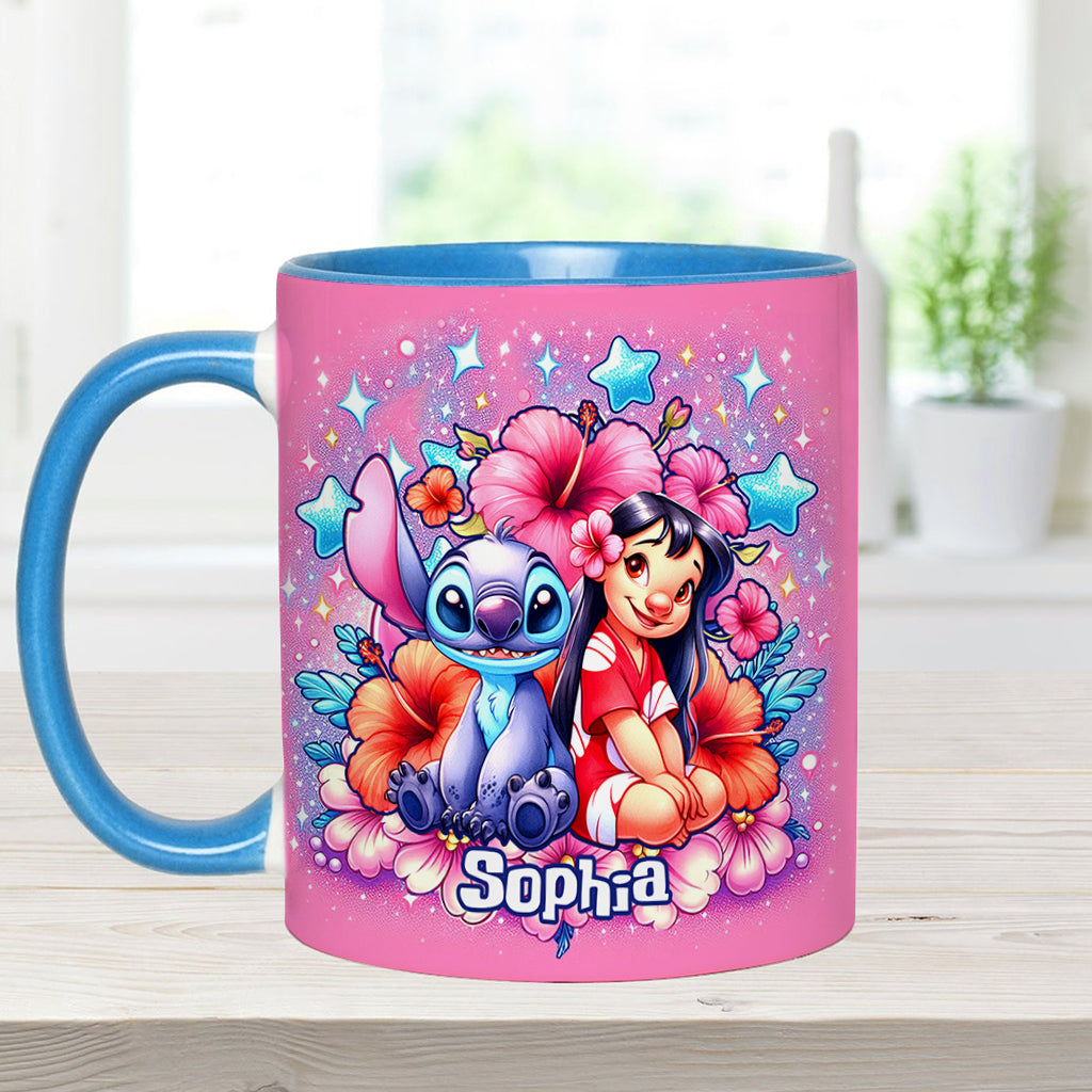 Ohana Cute Bubble Flowers - Personalized Ohana Accent Mug