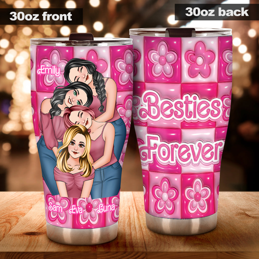 Besties Forever Pink Doll Themed - Personalized Bestie Tumbler