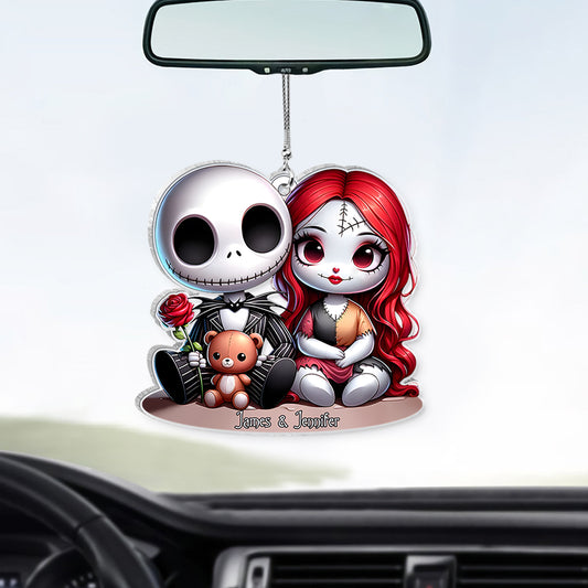 Cute Nightmare Chicano Couple - Personalized Nightmare Transparent Car Ornament