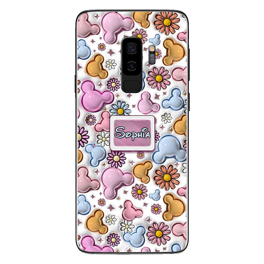 Cute Mouse Ears Floral Style - Personalized Mouse Clear Phone Case