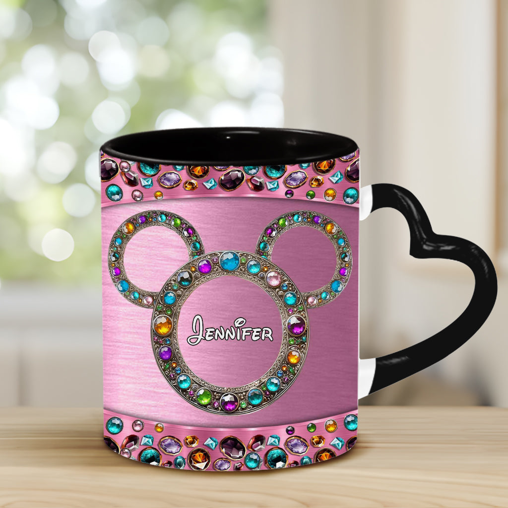 Magic Pink - Personalized Mouse Heart Handle Mug