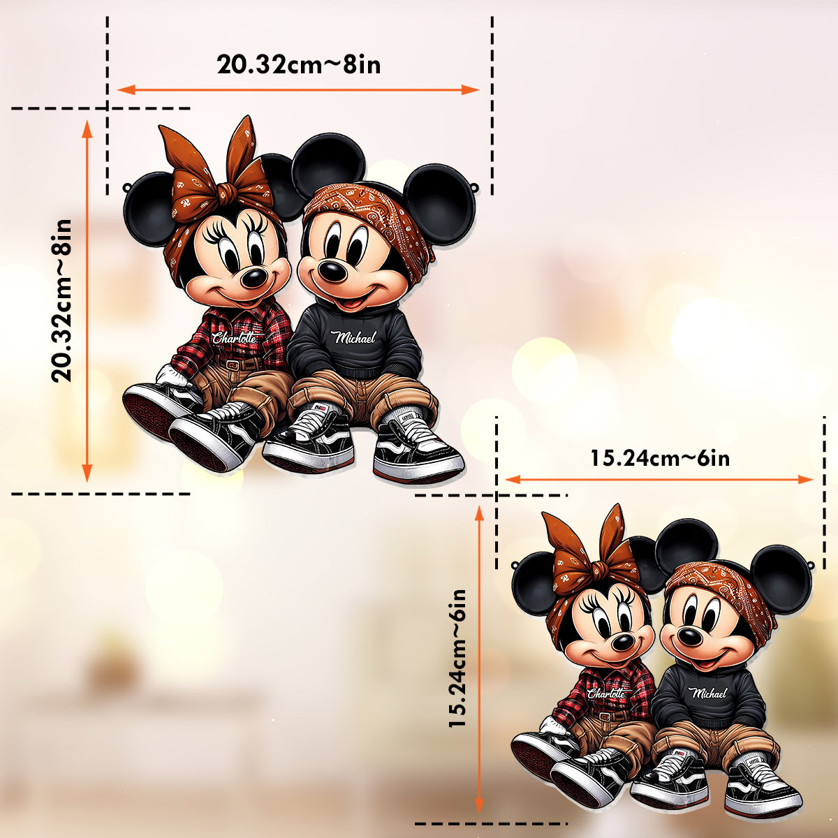 Chicano Mouse Couple - Personalized Mouse Window Hanging Suncatcher Ornament
