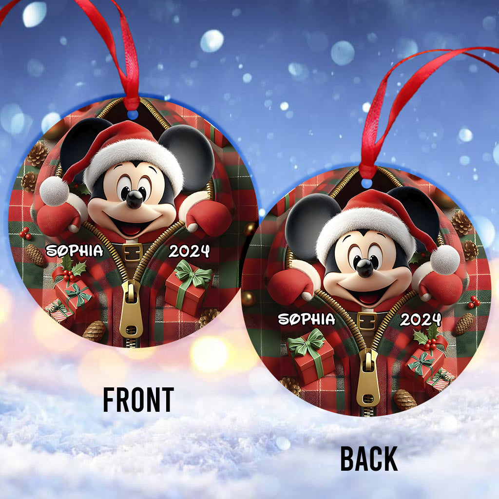 Peeking Santa Claus - Personalized Mouse Ornament
