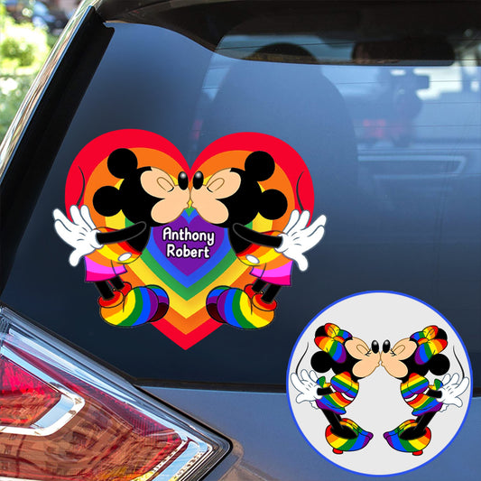 Love Is Love Mouse Couple - Personalized LGBT Support Decal Full