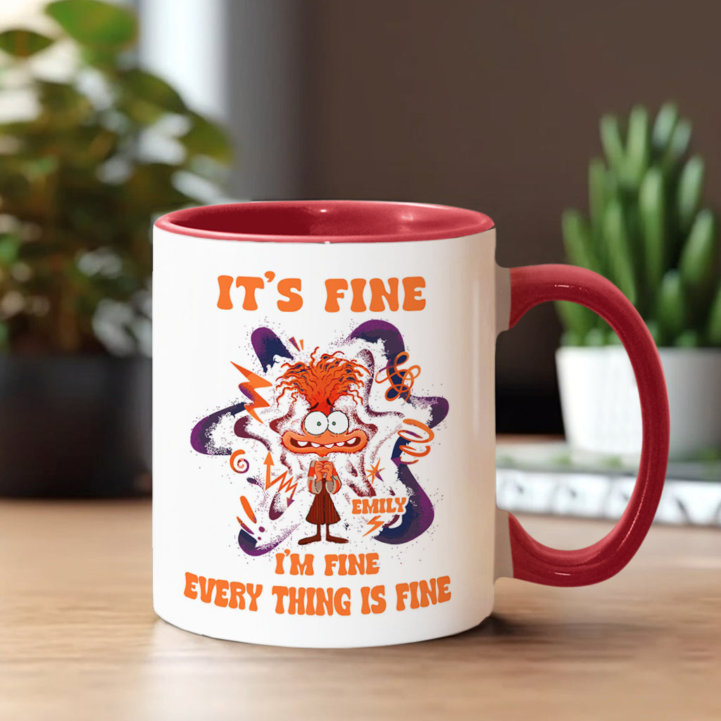 It's Fine I Am Fine Everything Is Fine Cute Anxiety - Personalized Accent Mug