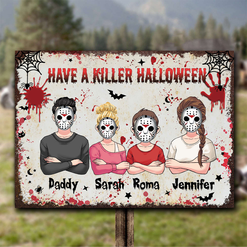 Halloween Horror Family - Personalized Family Rectangle Metal Sign