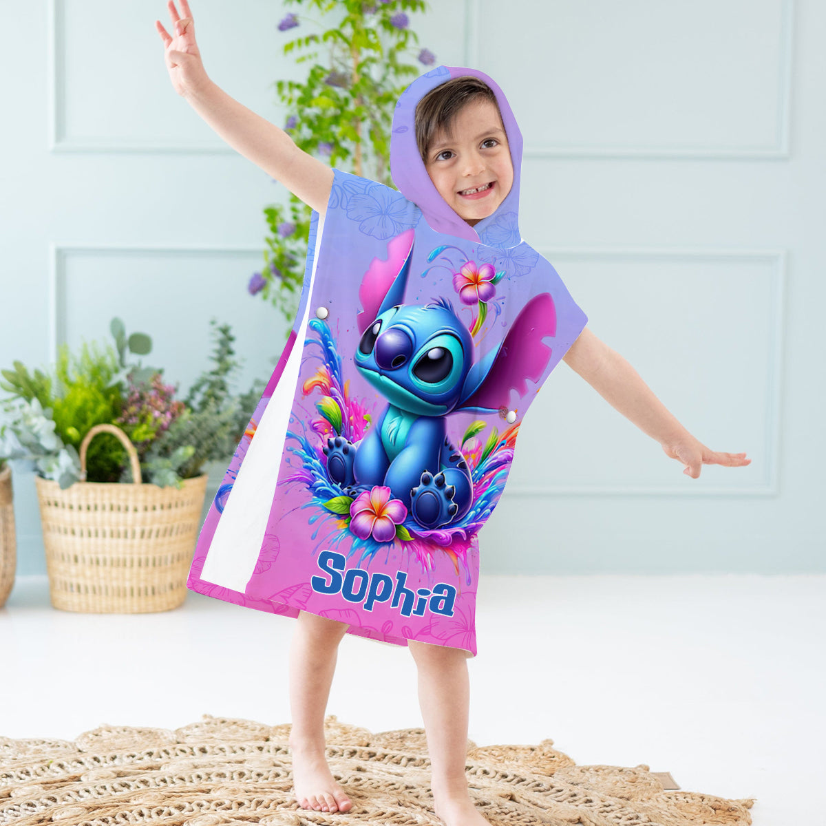 Blue Ohana - Personalized Ohana Kid Hooded Towel Poncho