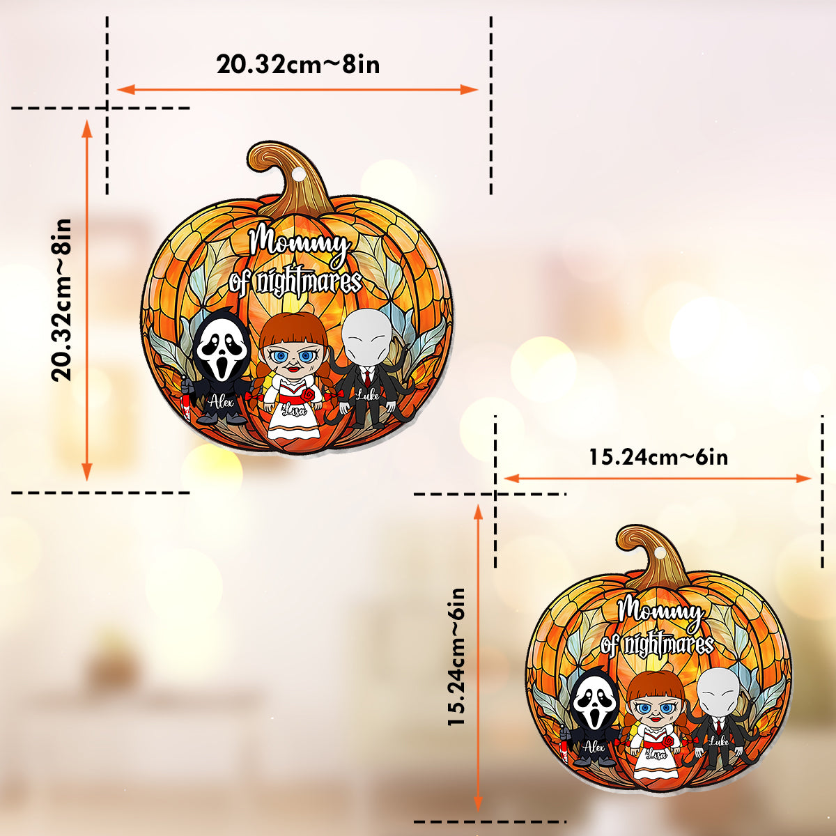 Mother of Little Monster Pumpkin - Personalized Mother Window Hanging Suncatcher Ornament