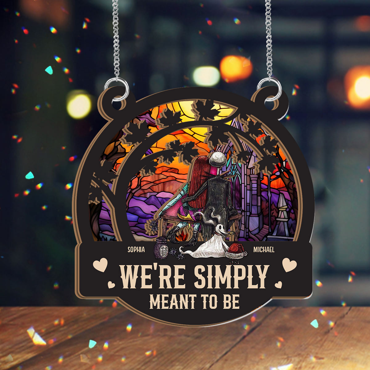We're Simply Meant To Be - Personalized Nightmare 2 Layered Window Hanging Suncatcher