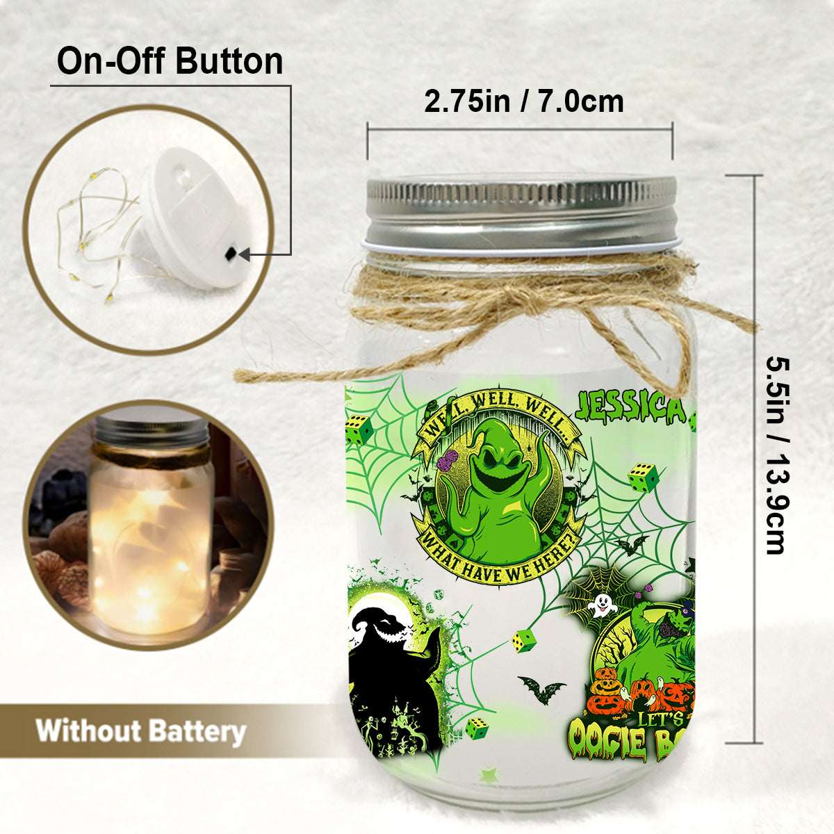 Trick Or Treat Light Oogie Boogie Bash - Personalized Mouse Mason Jar Light