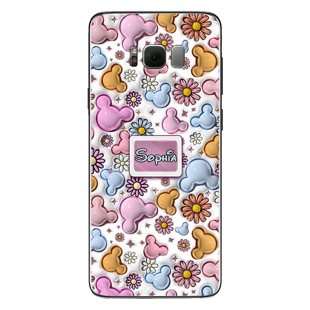 Cute Mouse Ears Floral Style - Personalized Mouse Clear Phone Case