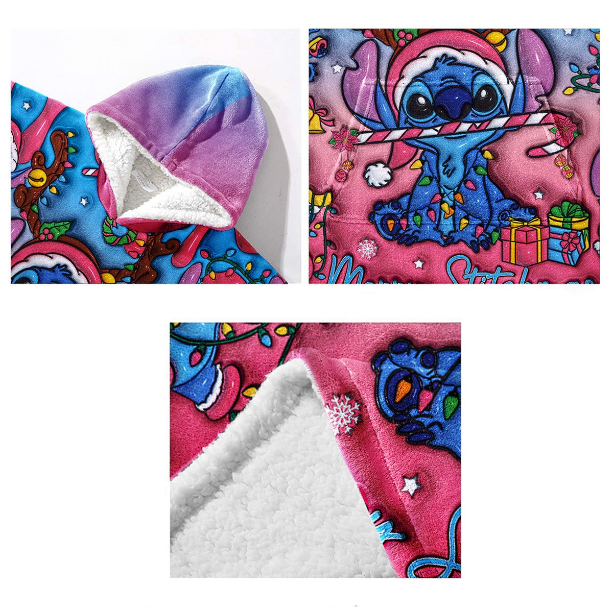 Merry Stitchmas - Personalized Ohana Blanket Hoodie