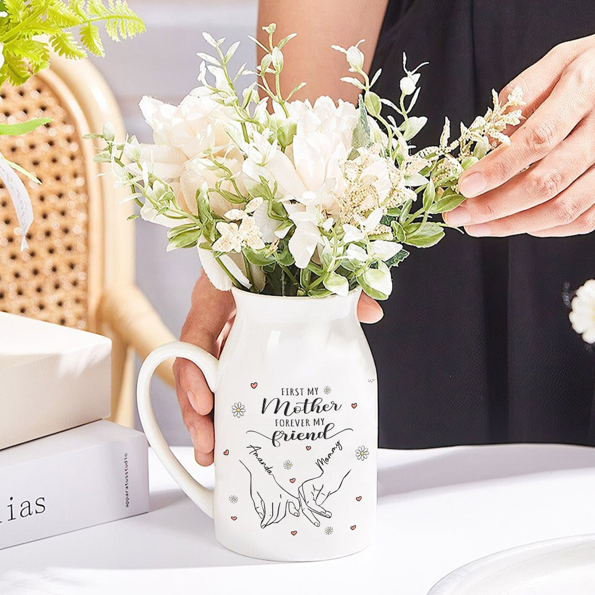 First My Mother Forever My Friend - Personalized Mother Ceramic Flower Vase